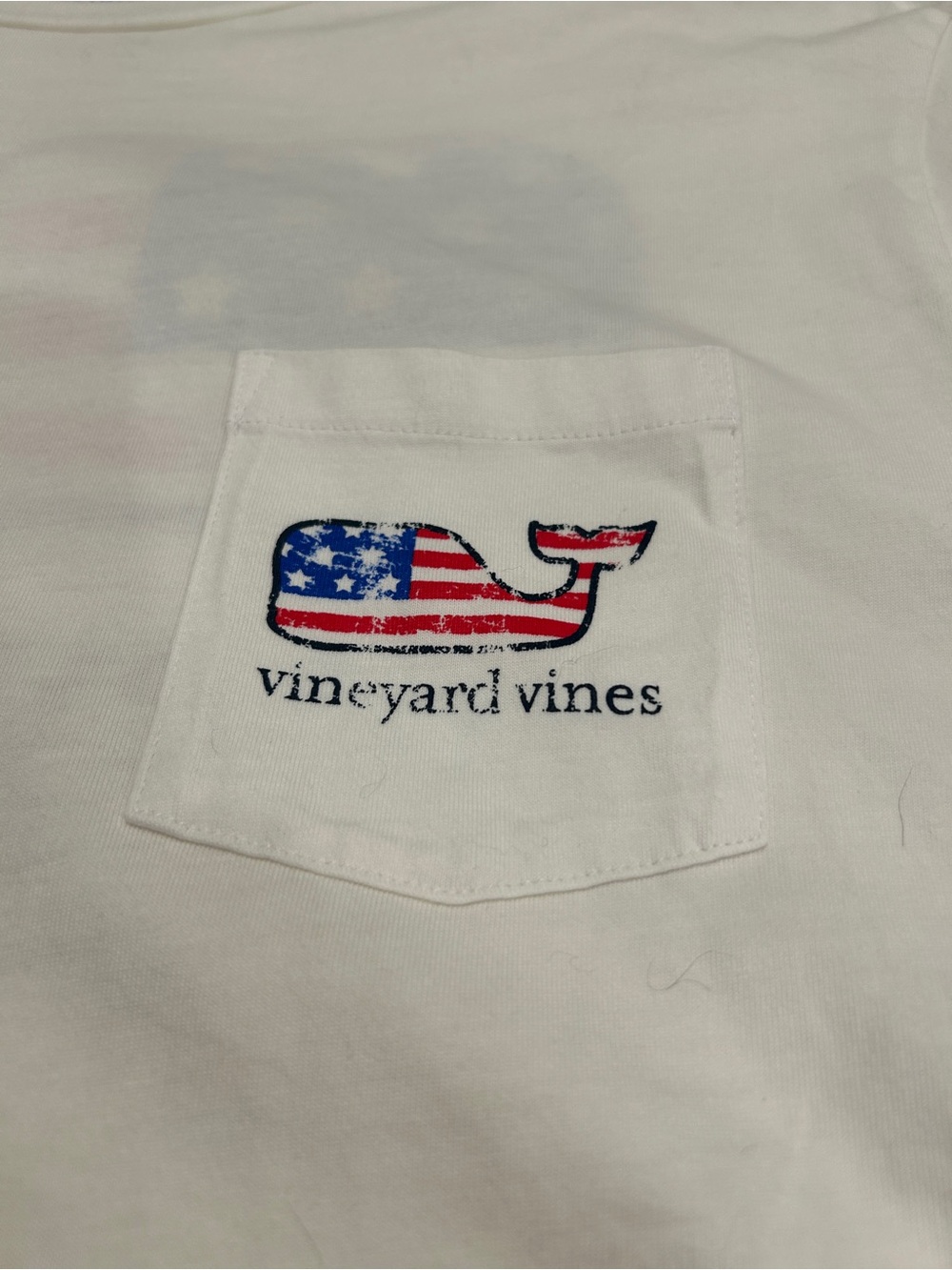 Vineyard Vines USA Flag Whale Pocket T-Shirt Men’s XL White Short Sleeve Cotton - Picture 9 of 9